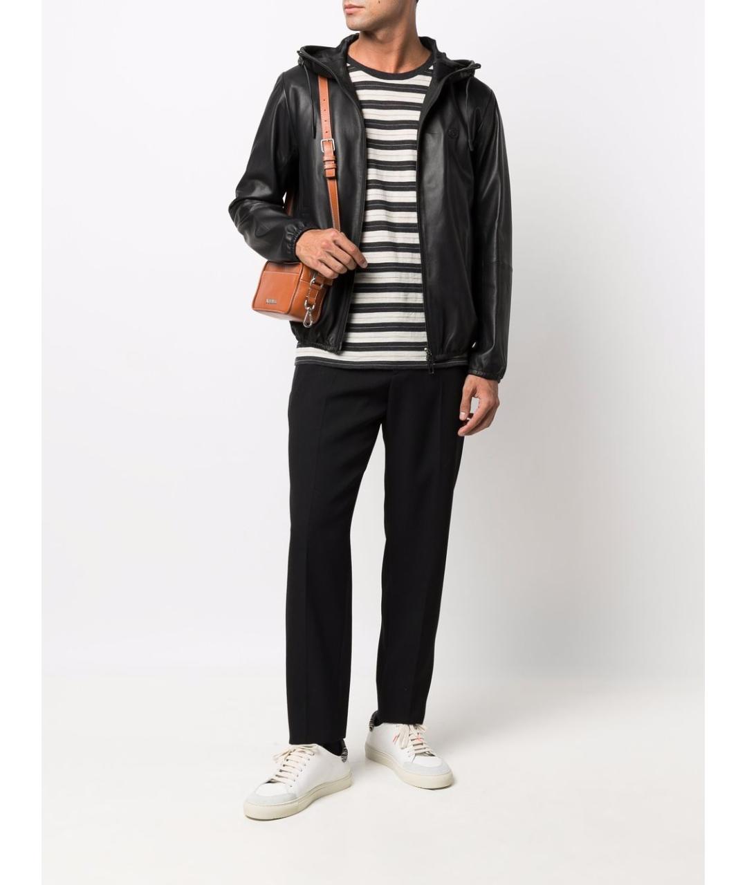 EMPORIO ARMANI Черная кожаная куртка, фото 3