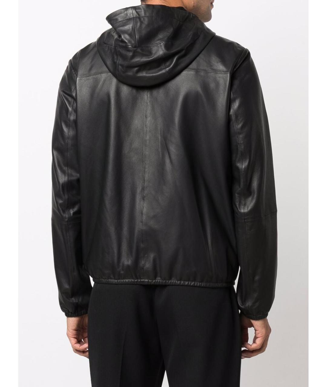EMPORIO ARMANI Черная кожаная куртка, фото 2