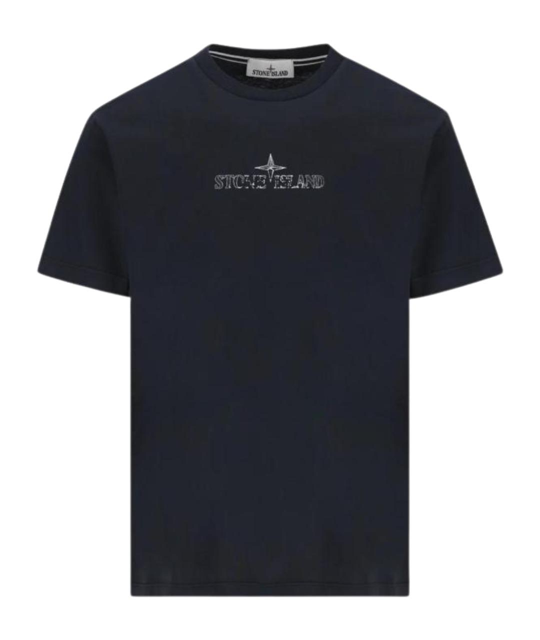 STONE ISLAND Темно-синяя футболка, фото 1