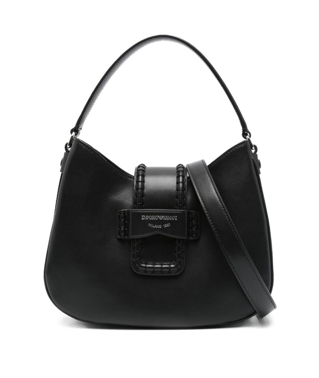 EMPORIO ARMANI Черная кожаная сумка с короткими ручками, фото 1
