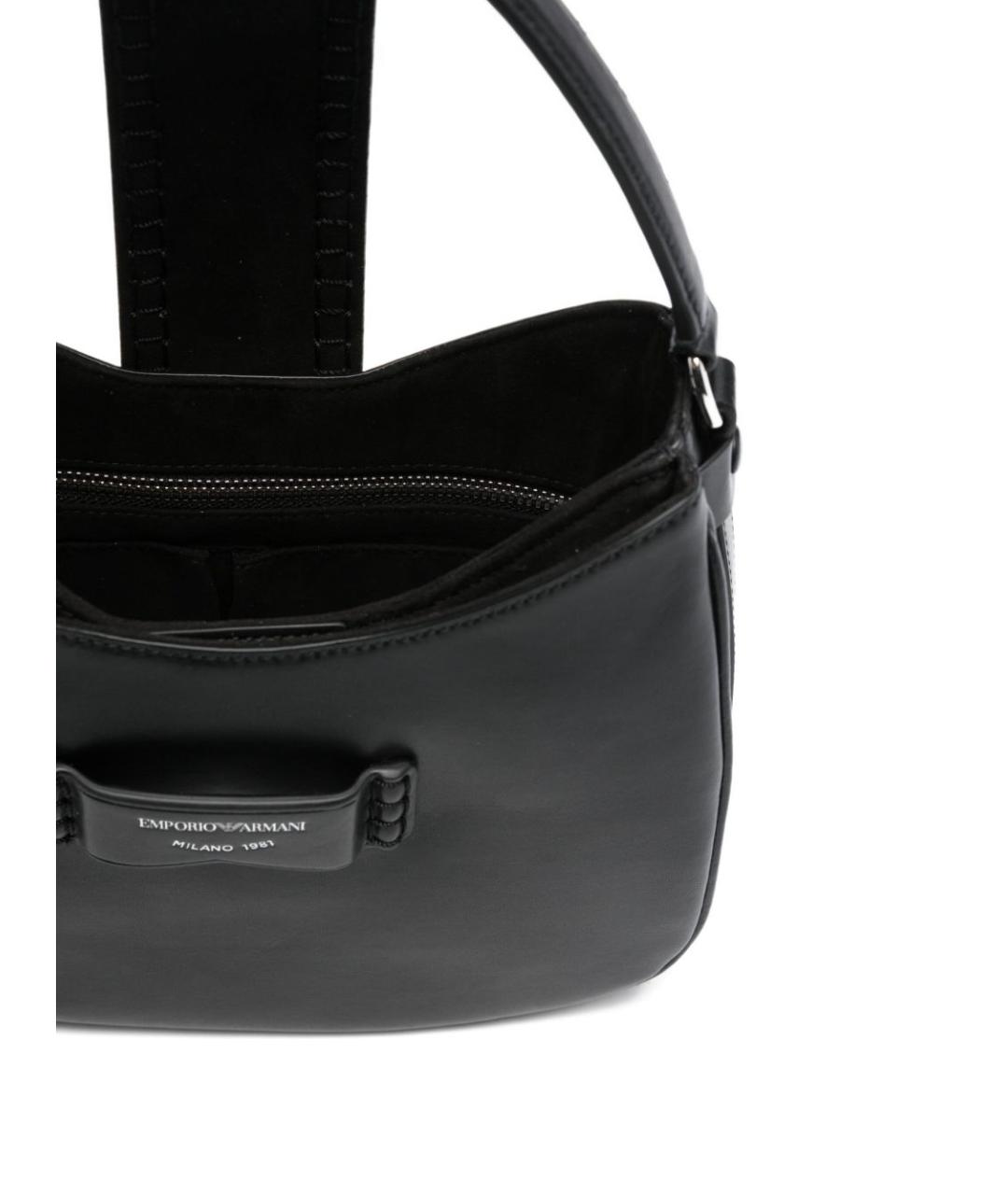 EMPORIO ARMANI Черная кожаная сумка с короткими ручками, фото 2