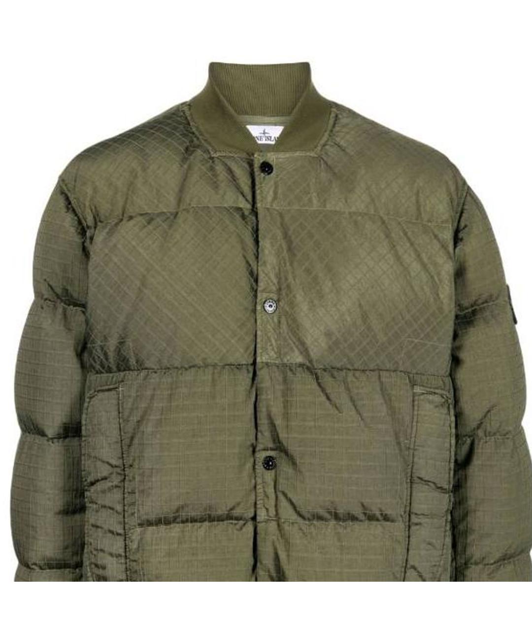 STONE ISLAND Зеленый пуховик, фото 2