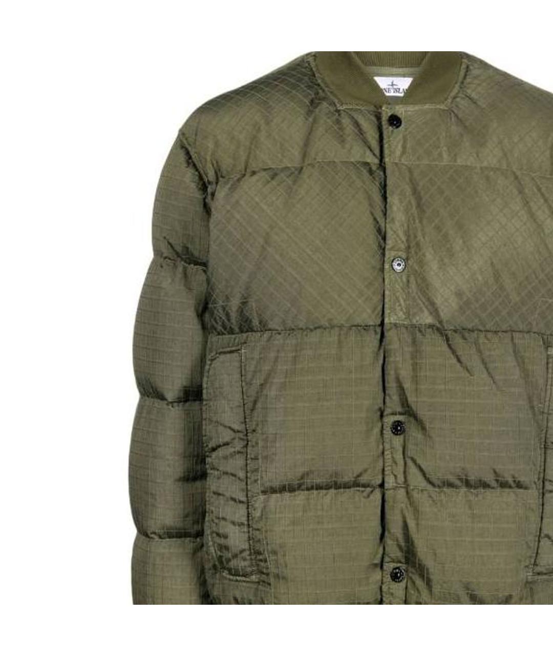 STONE ISLAND Зеленый пуховик, фото 3