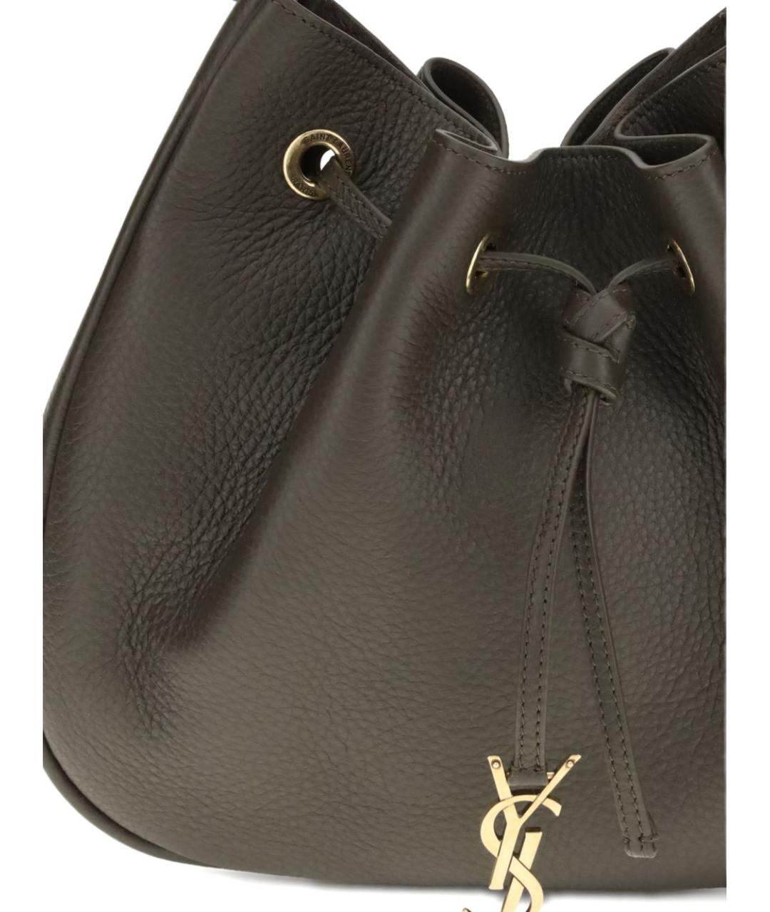 SAINT LAURENT Зеленая кожаная сумка тоут, фото 3