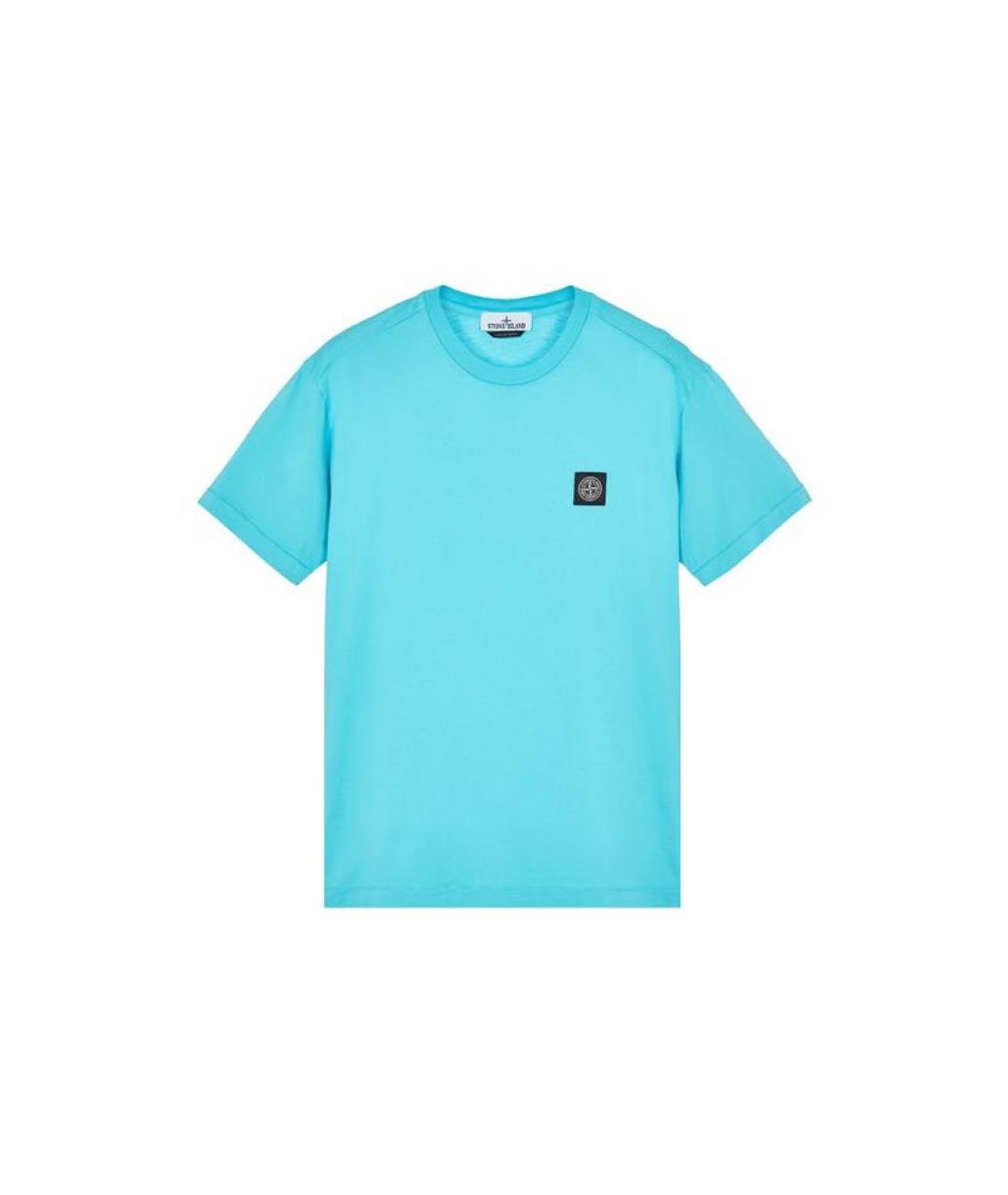 STONE ISLAND Голубая хлопковая футболка, фото 1