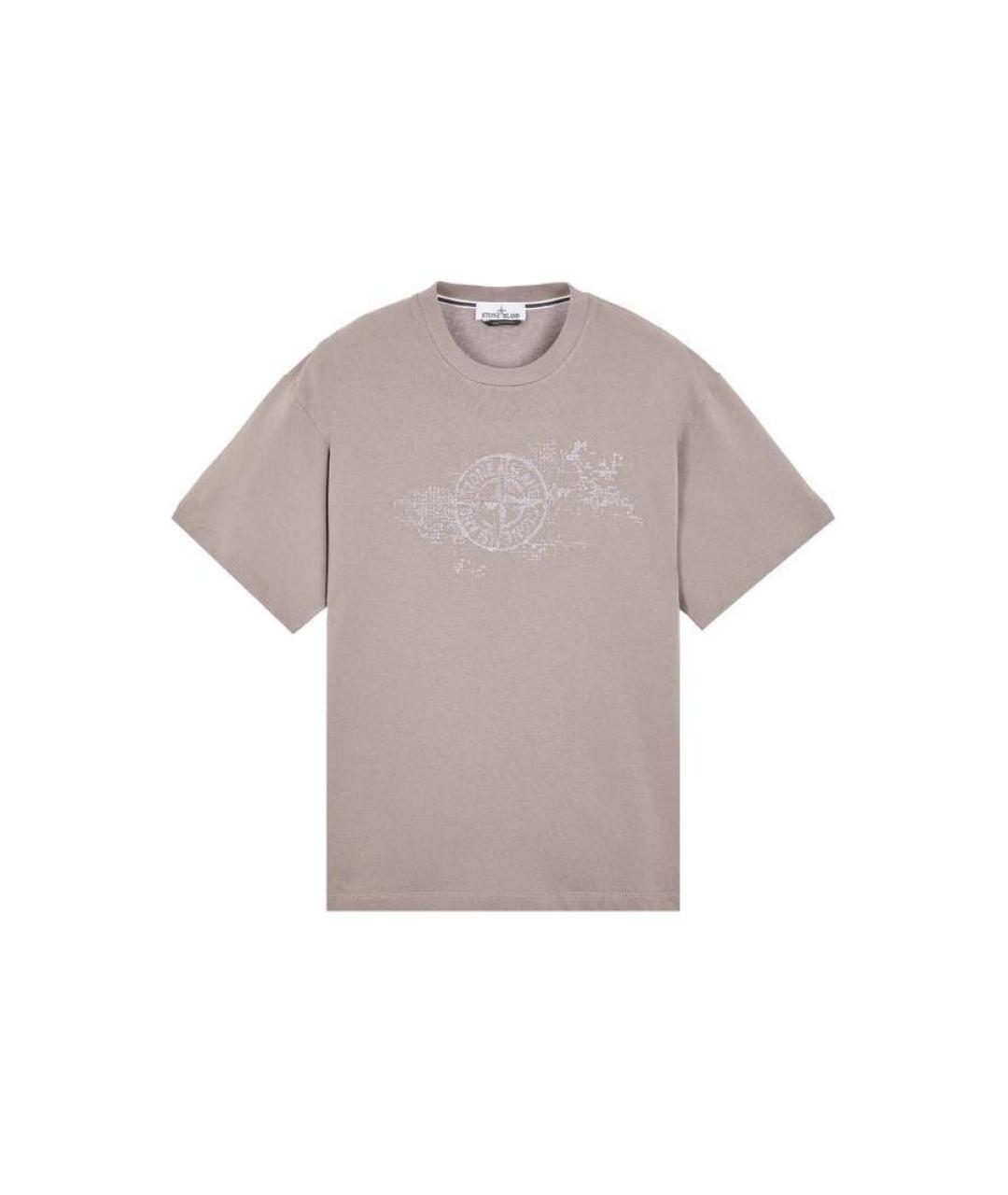 STONE ISLAND Бежевая хлопковая футболка, фото 1