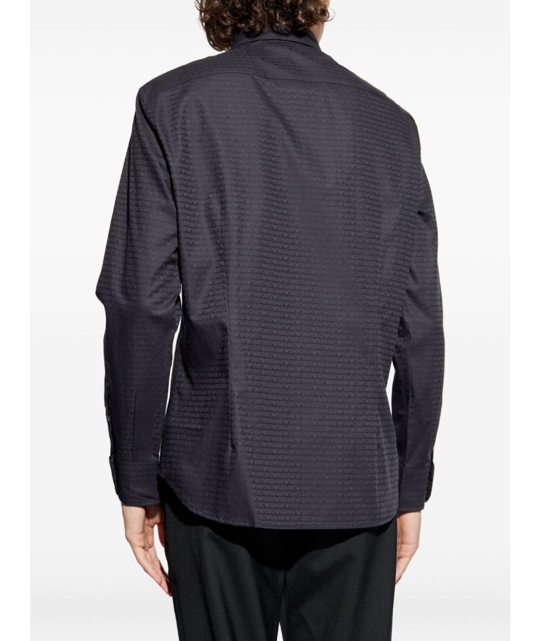 EMPORIO ARMANI Черная хлопковая кэжуал рубашка, фото 2