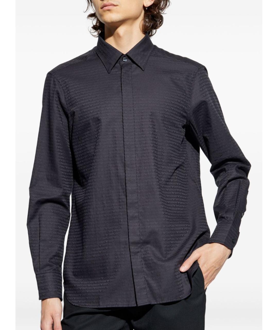 EMPORIO ARMANI Черная хлопковая кэжуал рубашка, фото 4