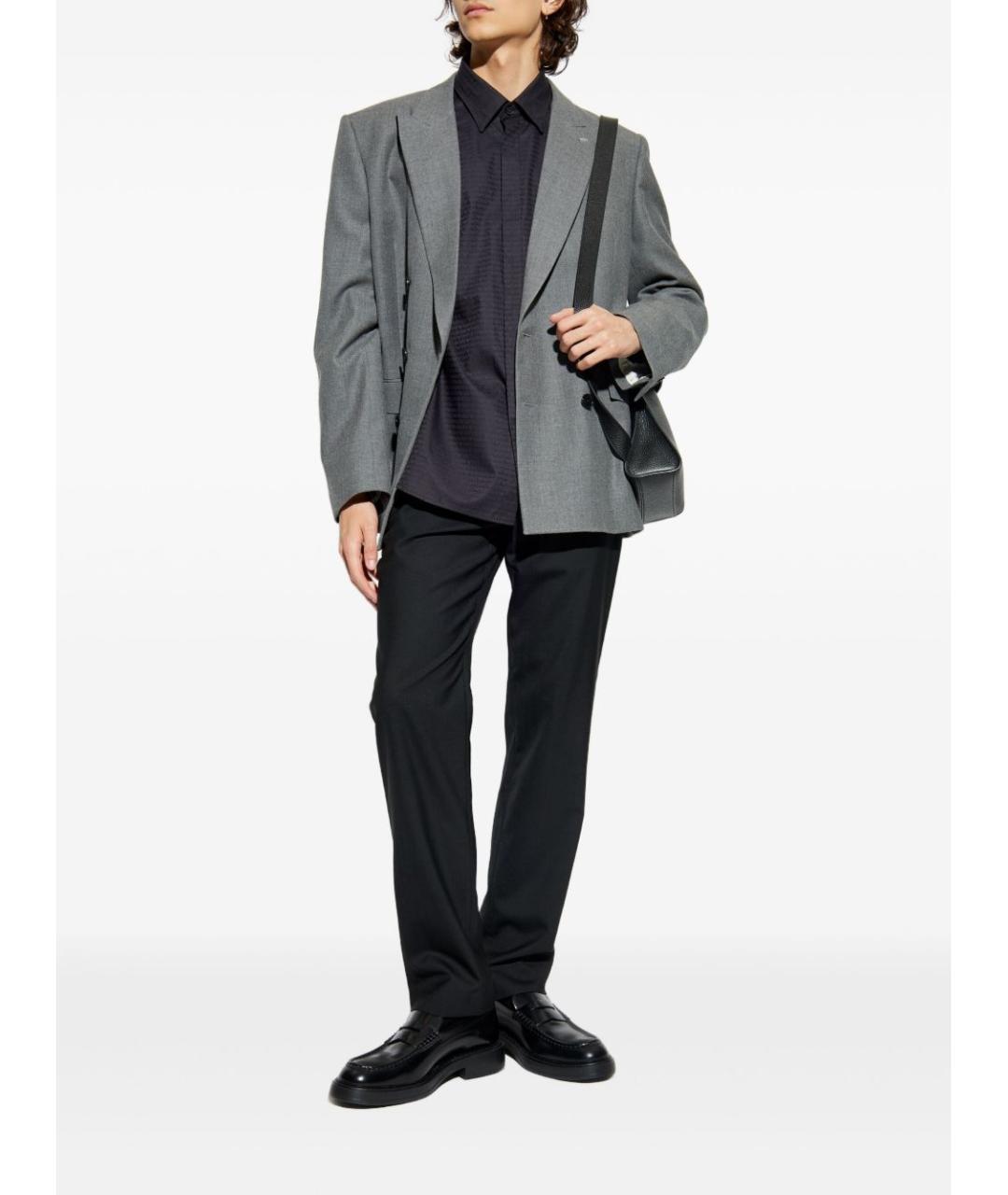 EMPORIO ARMANI Черная хлопковая кэжуал рубашка, фото 3