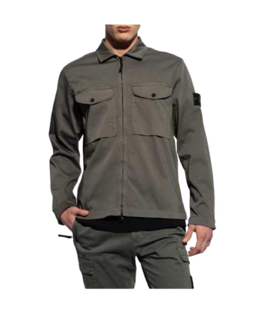 STONE ISLAND Серая хлопковая куртка, фото 3
