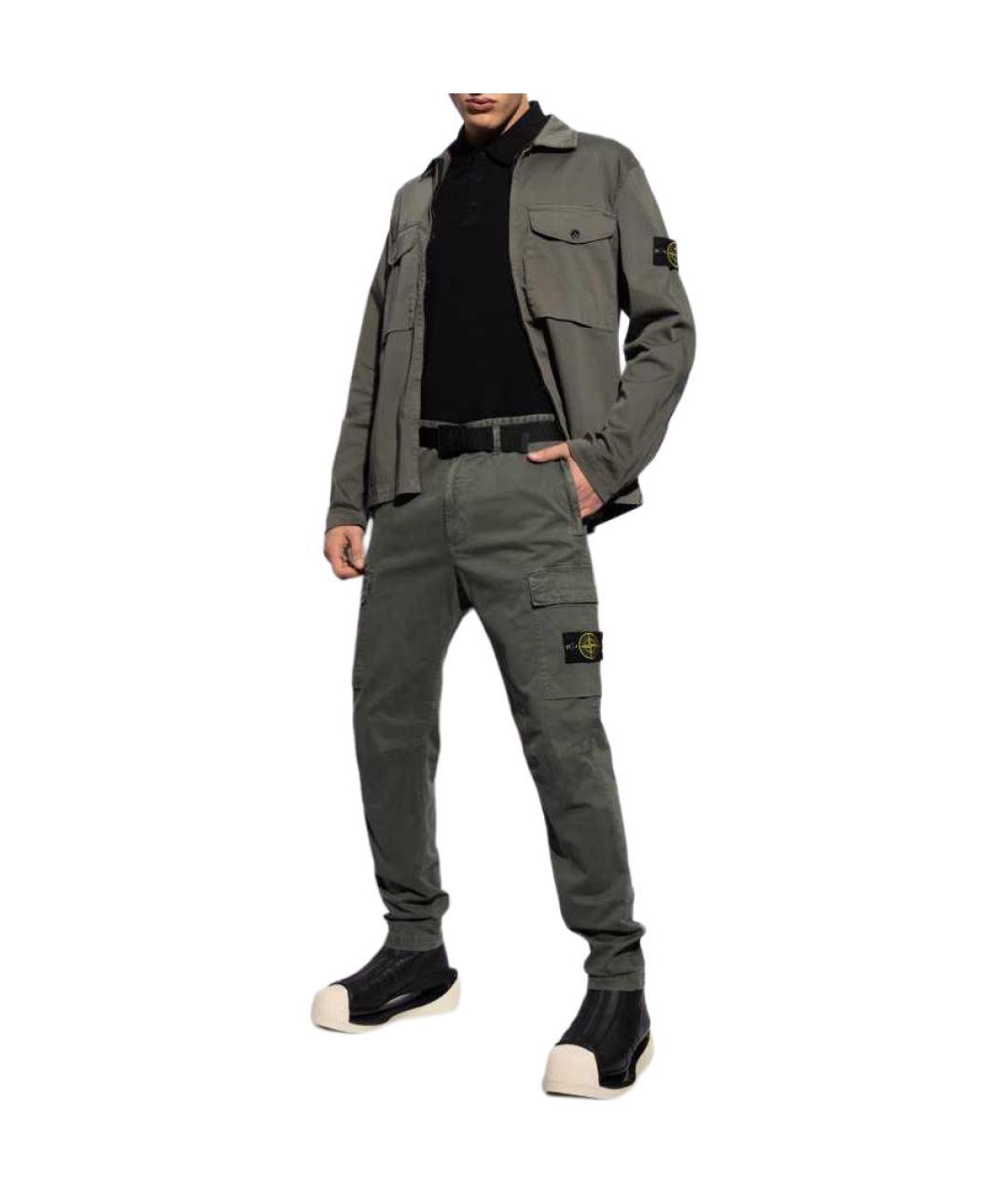 STONE ISLAND Серая хлопковая куртка, фото 4