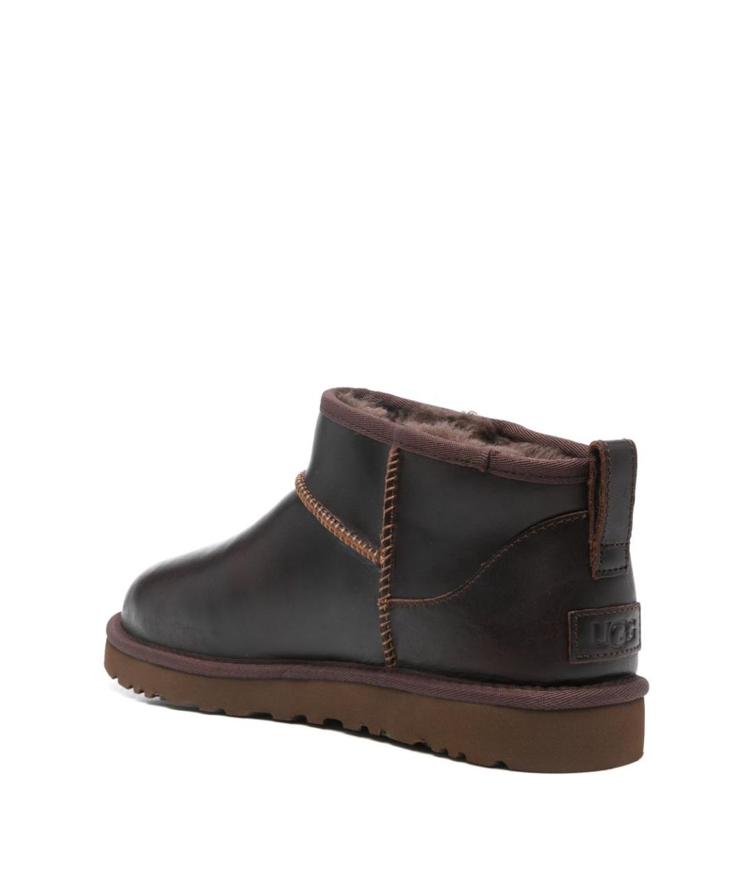 UGG AUSTRALIA Коричневые кожаные низкие ботинки, фото 3