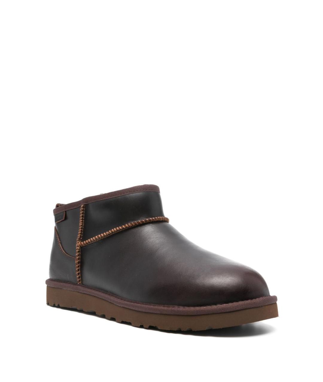 UGG AUSTRALIA Коричневые кожаные низкие ботинки, фото 4