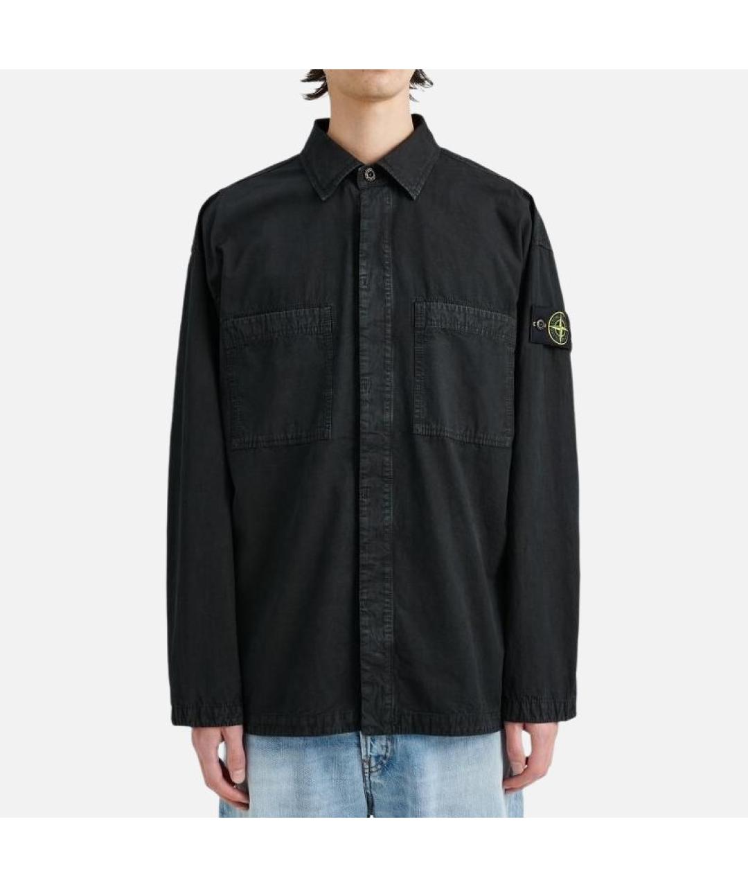 STONE ISLAND Черная хлопковая кэжуал рубашка, фото 3