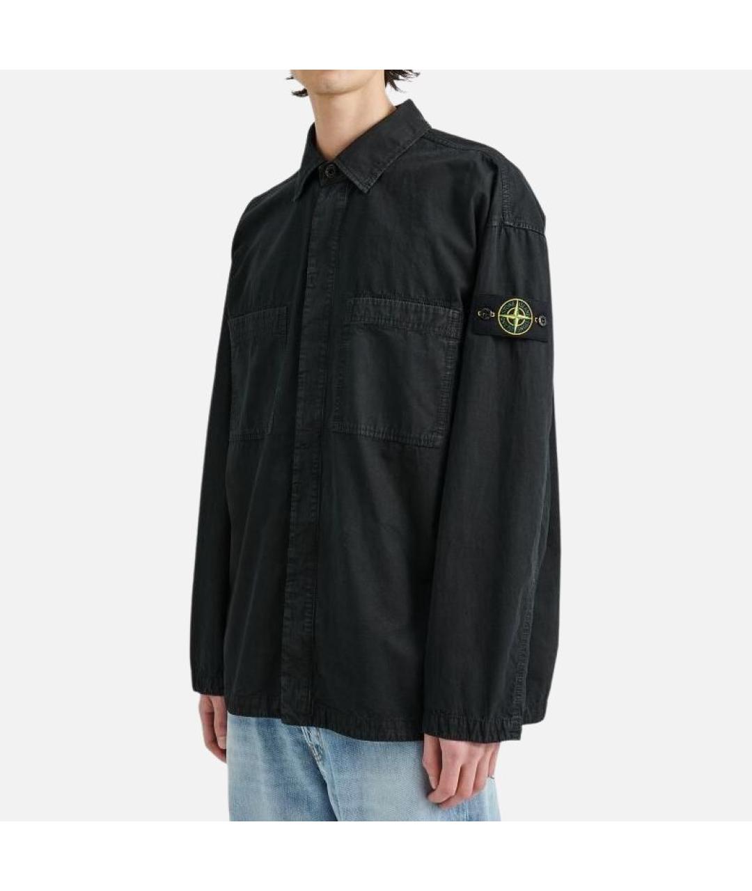 STONE ISLAND Черная хлопковая кэжуал рубашка, фото 4