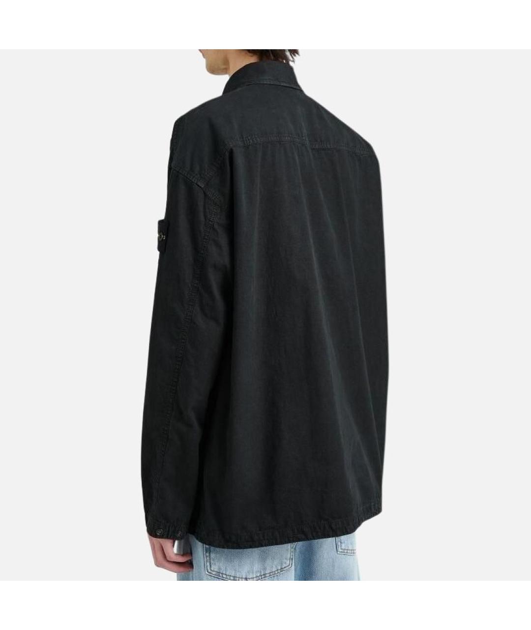 STONE ISLAND Черная хлопковая кэжуал рубашка, фото 5