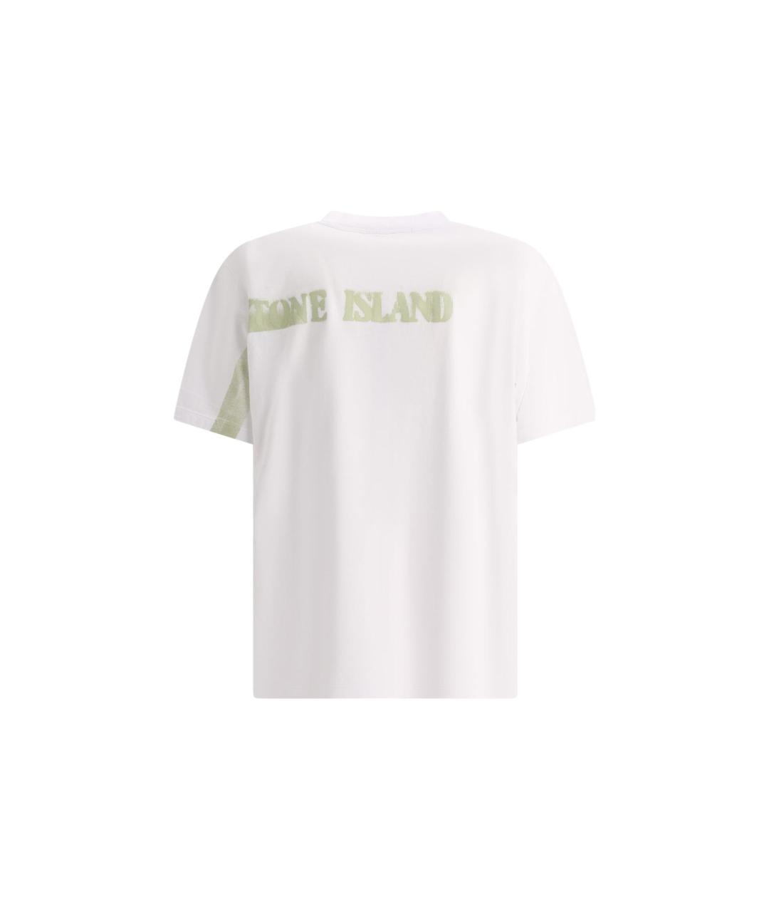 STONE ISLAND Белая хлопковая футболка, фото 2