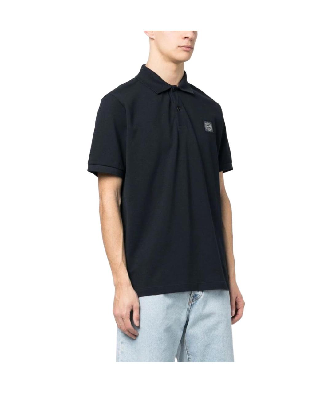 STONE ISLAND Темно-синее хлопковое поло с коротким рукавом, фото 4