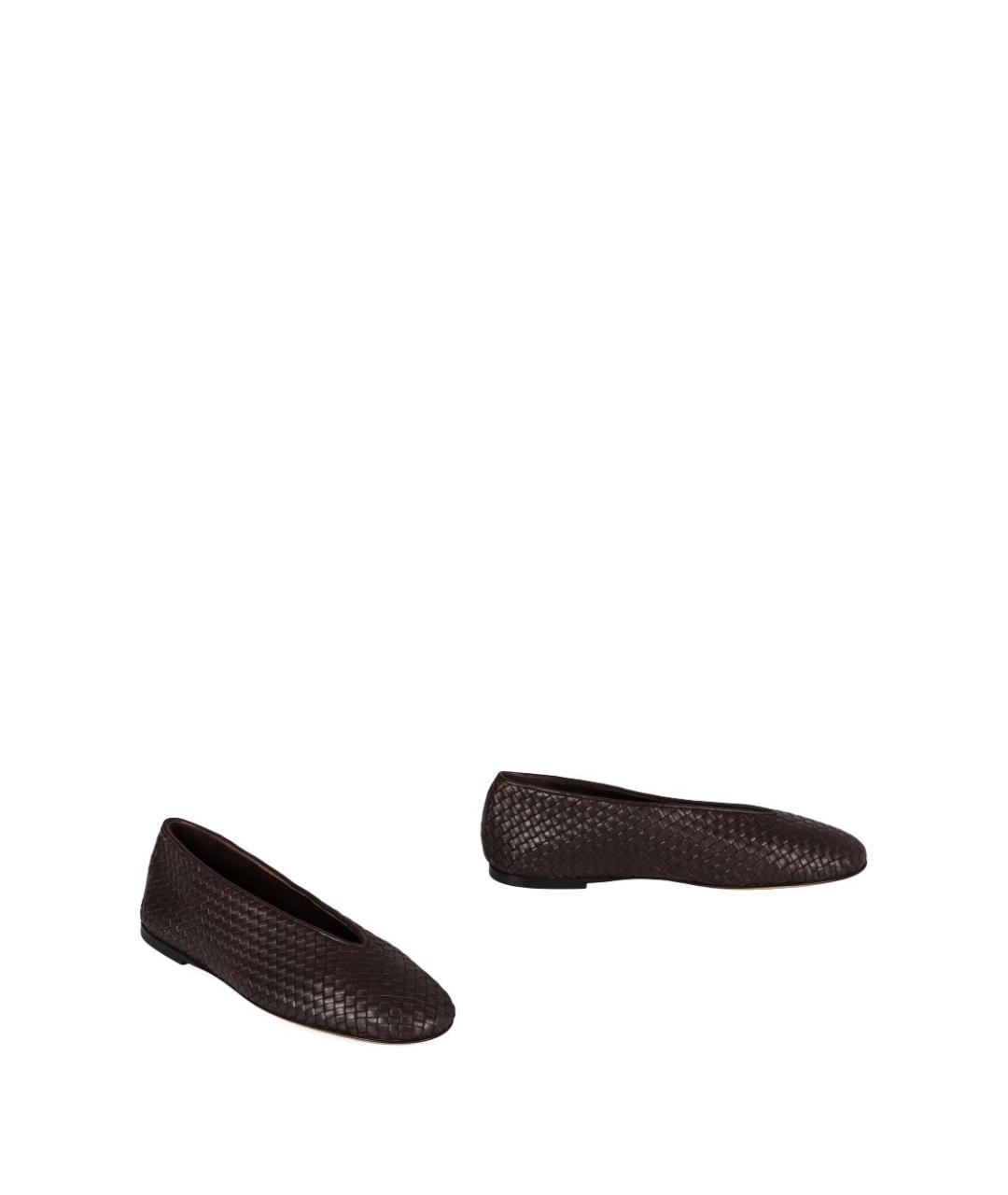BOTTEGA VENETA Коричневые кожаные балетки, фото 2