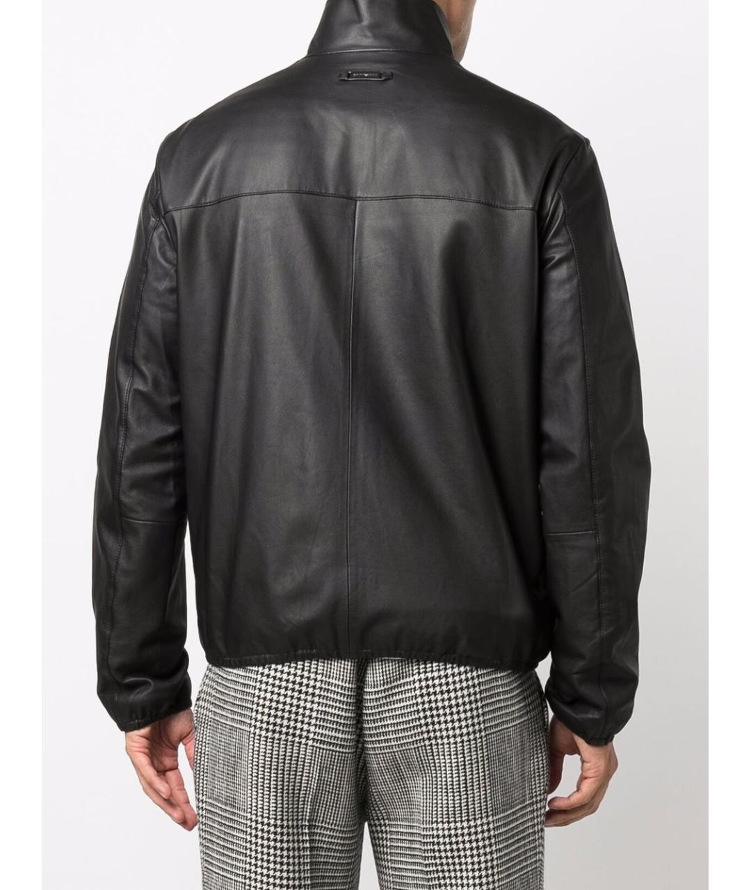 EMPORIO ARMANI Черная кожаная куртка, фото 3