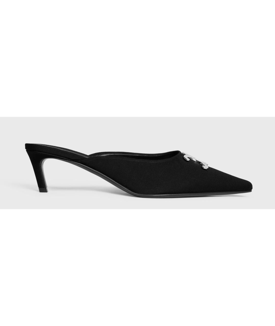 CELINE Черные текстильные мюли, фото 5