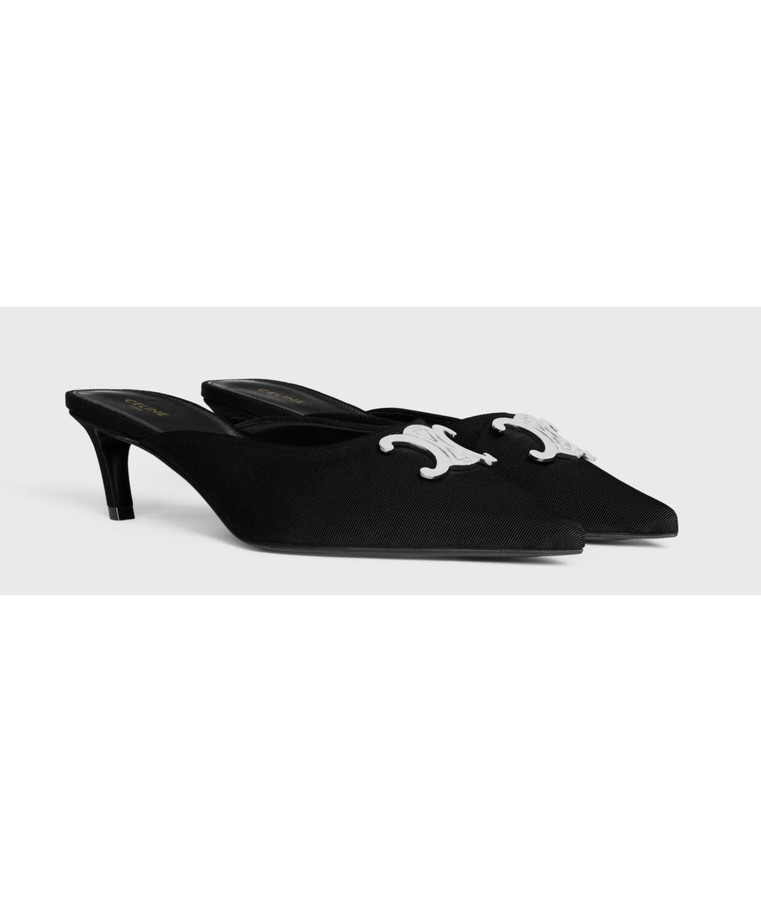 CELINE Черные текстильные мюли, фото 2