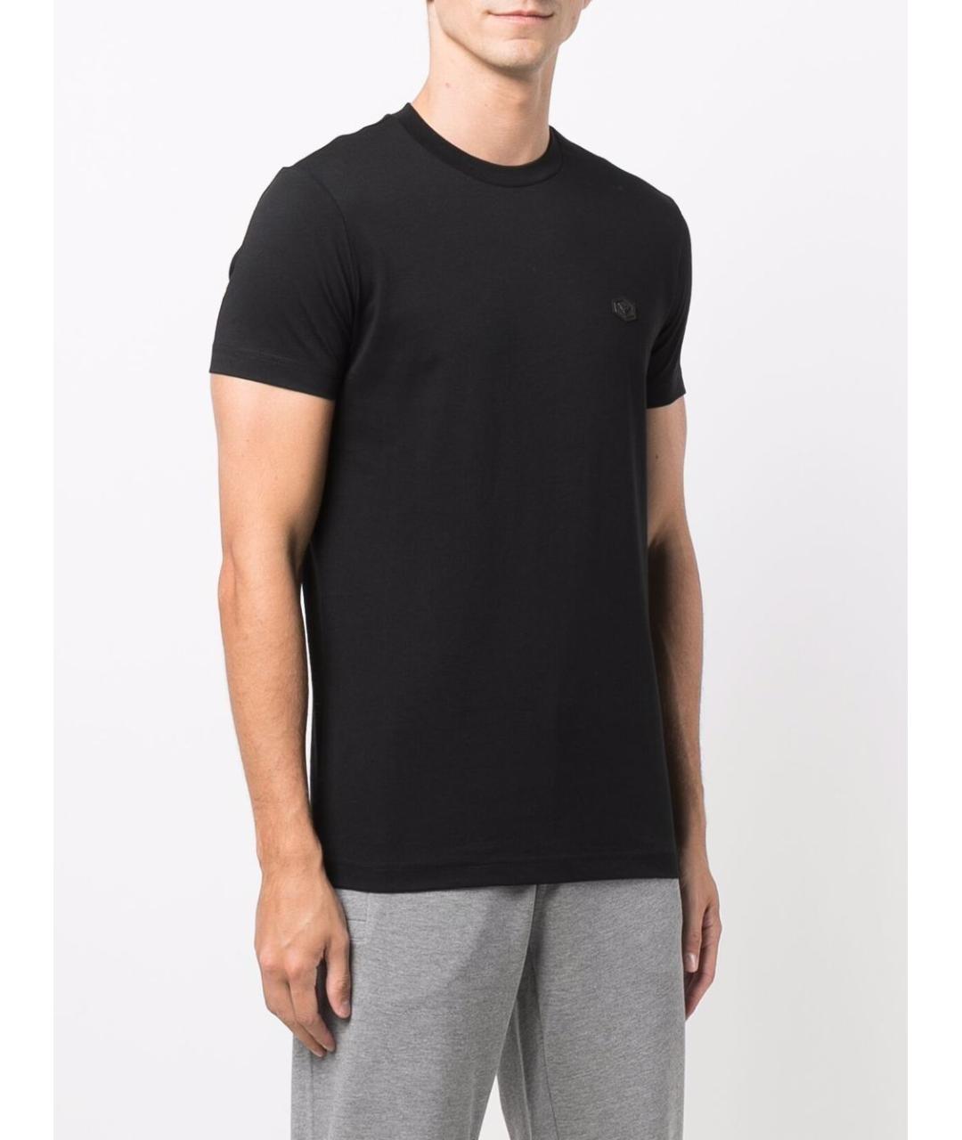 EMPORIO ARMANI Черная хлопковая футболка, фото 2