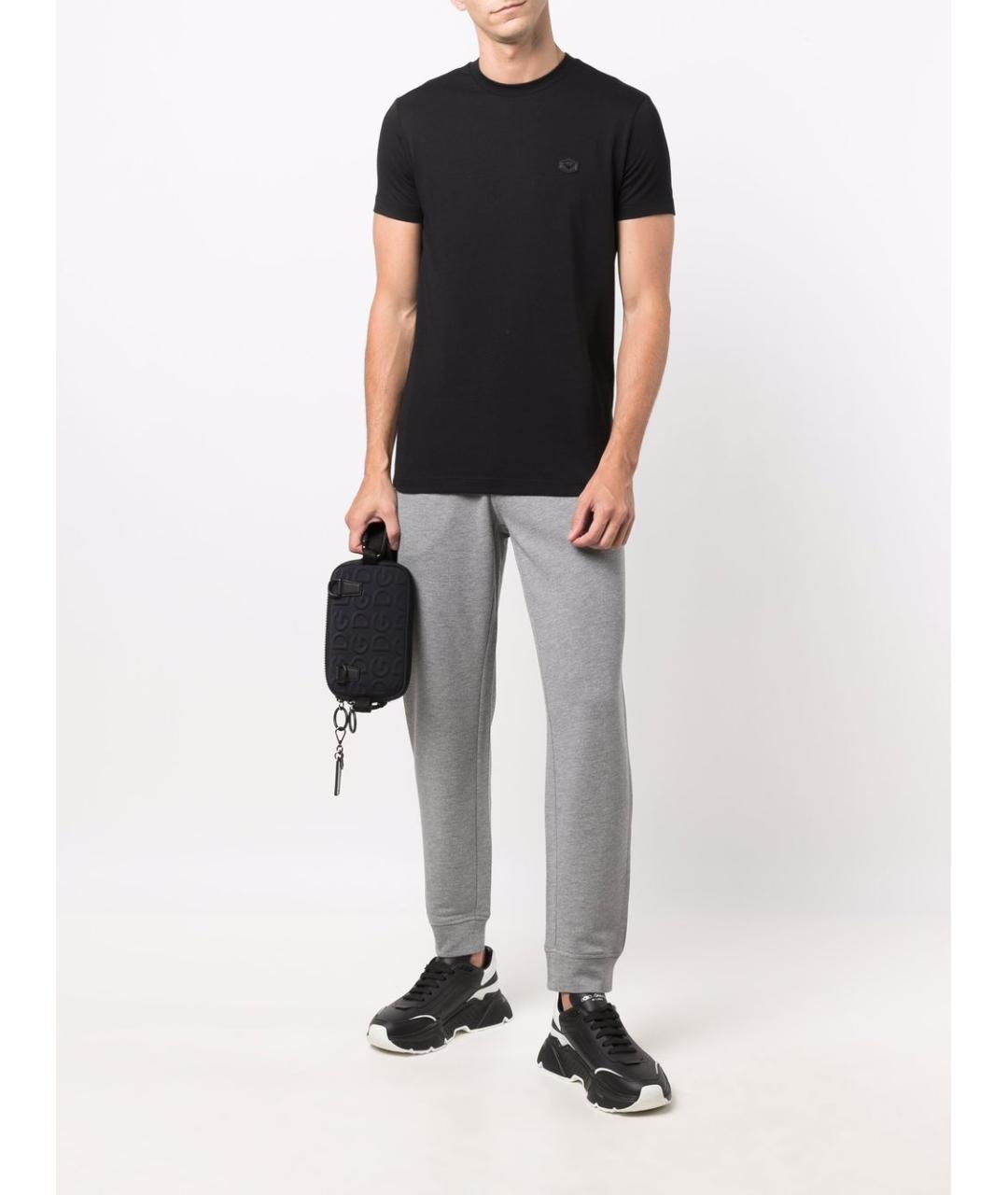 EMPORIO ARMANI Черная хлопковая футболка, фото 3