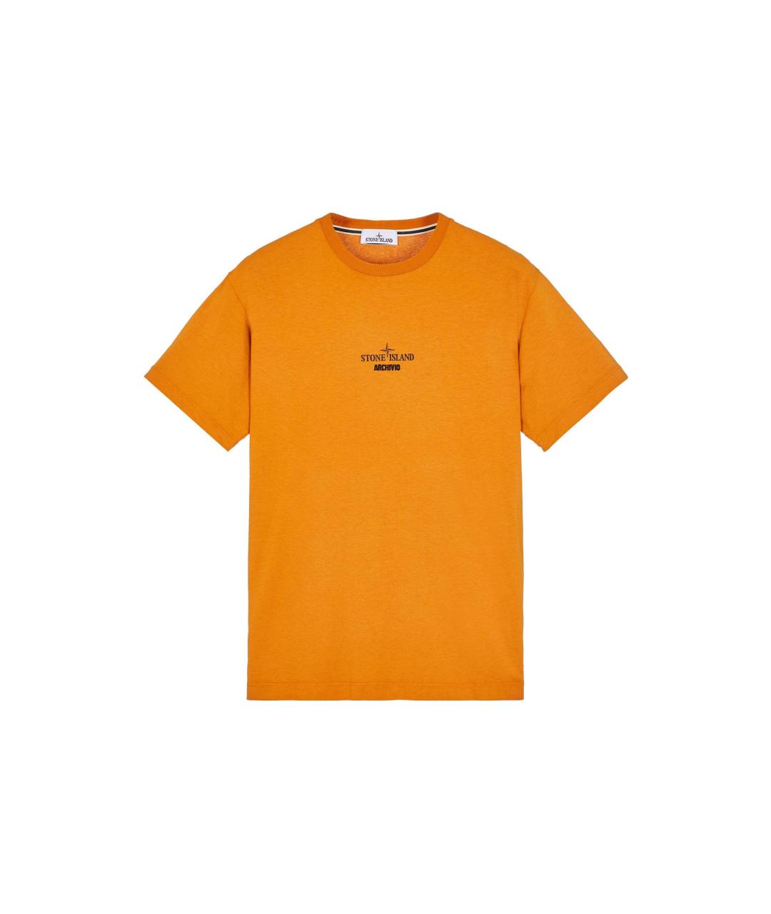STONE ISLAND Оранжевая хлопковая футболка, фото 1
