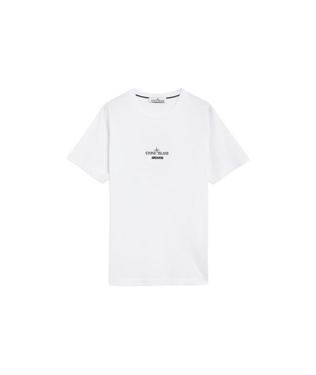 STONE ISLAND Белая хлопковая футболка, фото 1