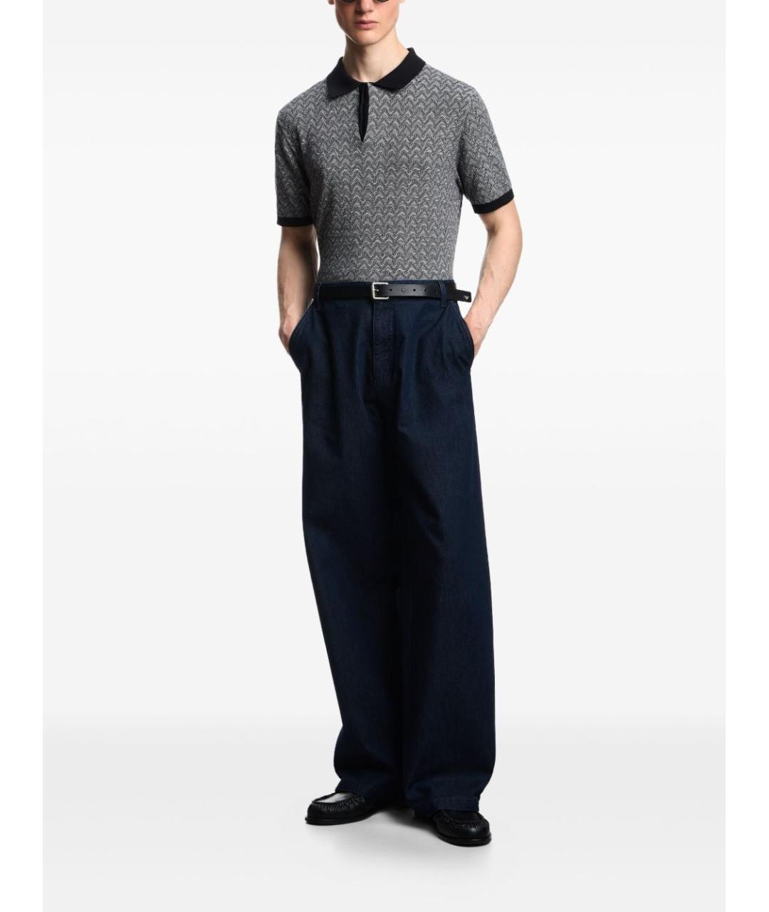EMPORIO ARMANI Темно-синее поло с коротким рукавом, фото 3