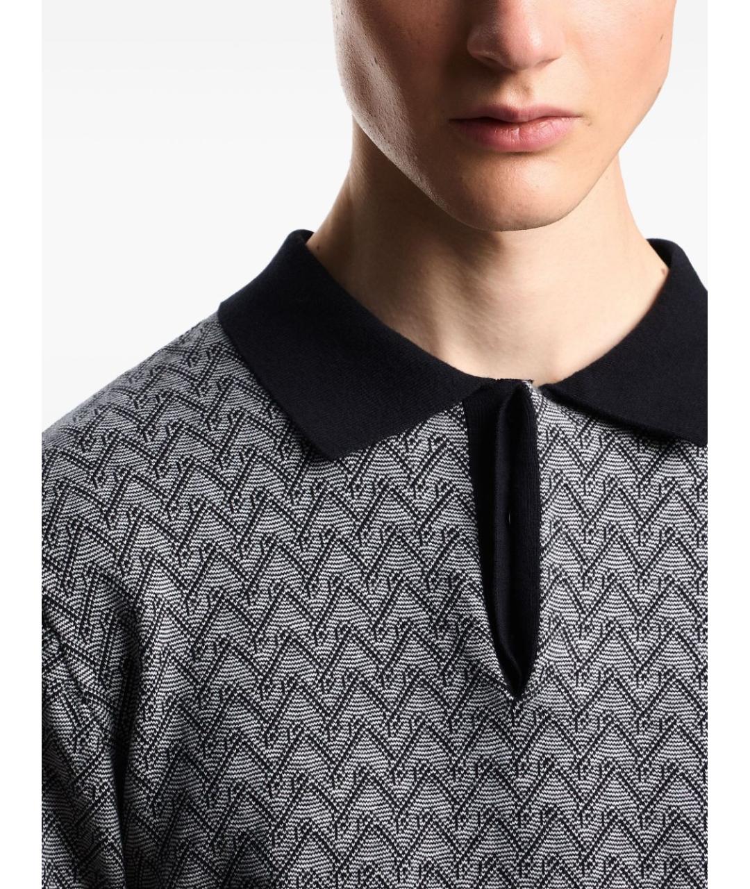 EMPORIO ARMANI Темно-синее поло с коротким рукавом, фото 2