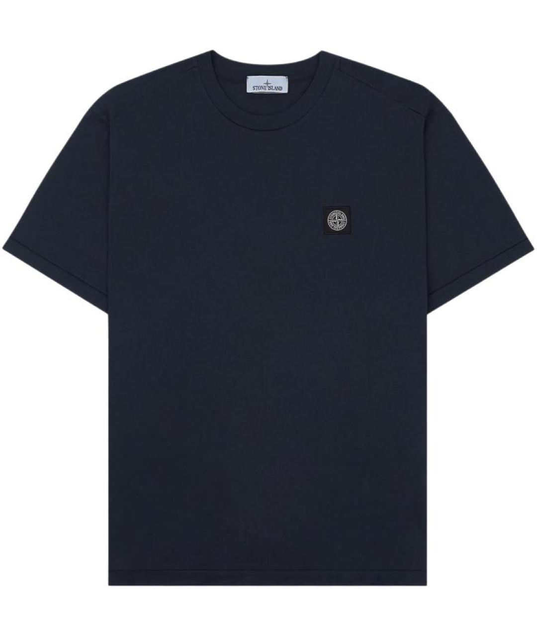 STONE ISLAND Темно-синяя хлопковая футболка, фото 1