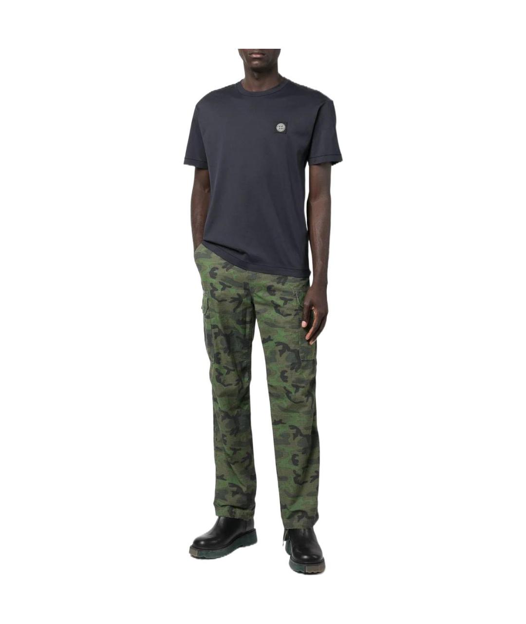 STONE ISLAND Темно-синяя хлопковая футболка, фото 3