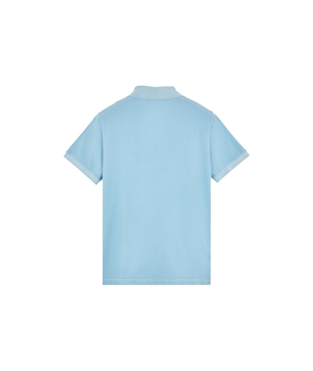 STONE ISLAND Голубое хлопковое поло с коротким рукавом, фото 2