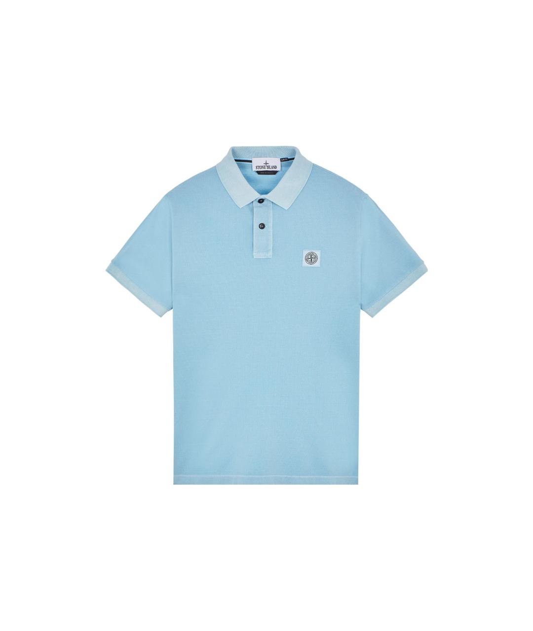 STONE ISLAND Голубое хлопковое поло с коротким рукавом, фото 1