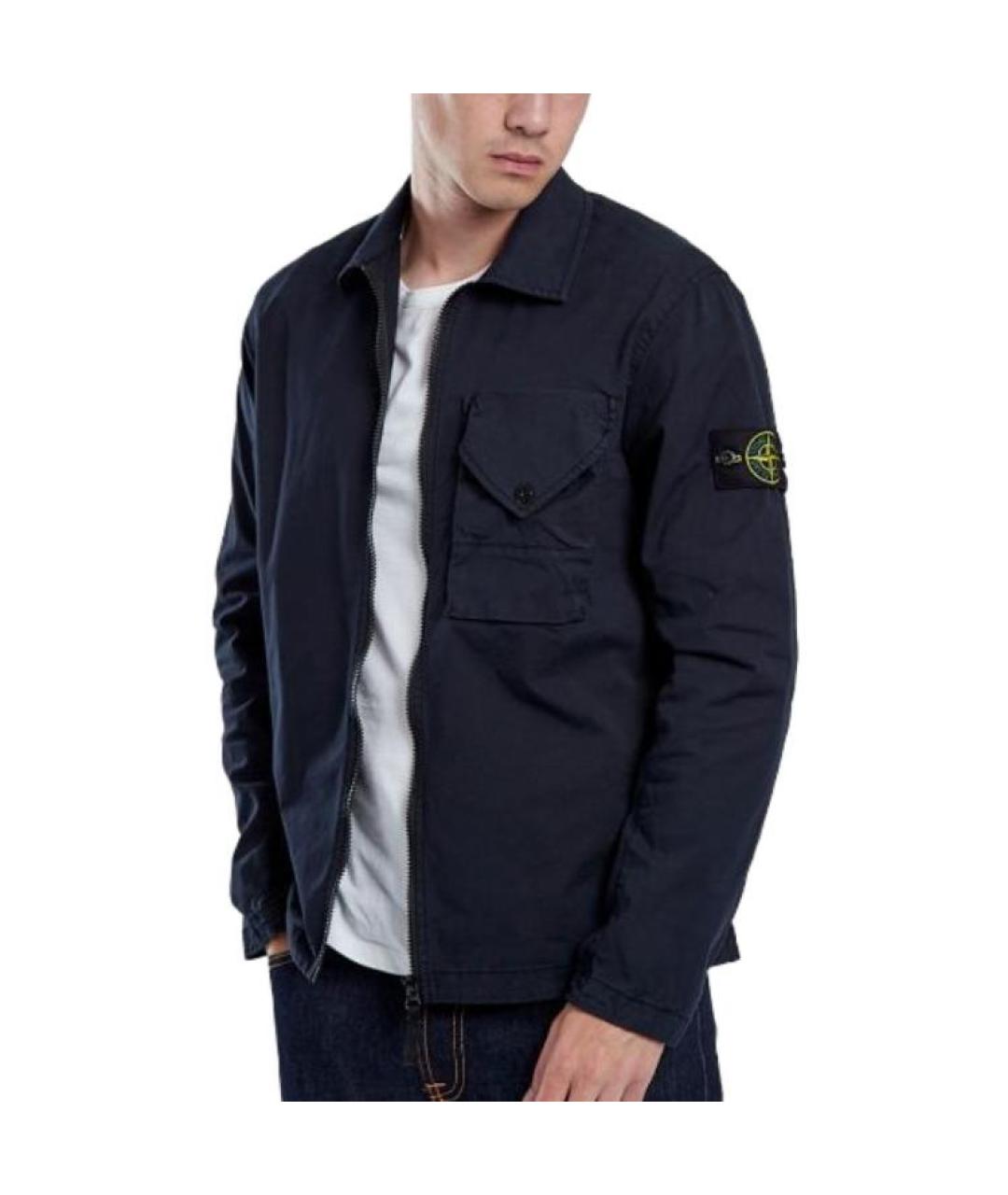 STONE ISLAND Темно-синяя хлопковая куртка, фото 3