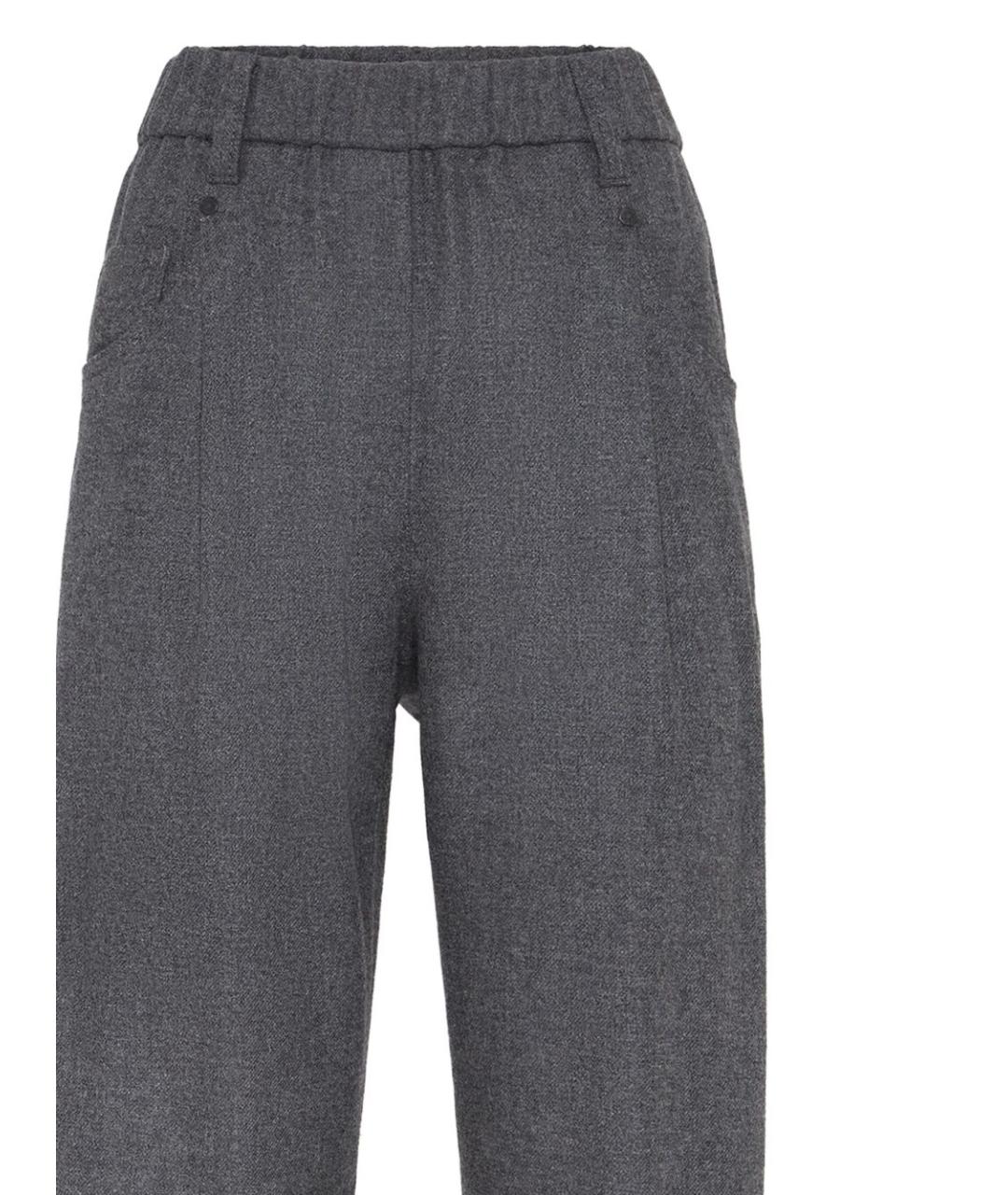 BRUNELLO CUCINELLI Антрацитовые кашемировые прямые брюки, фото 6