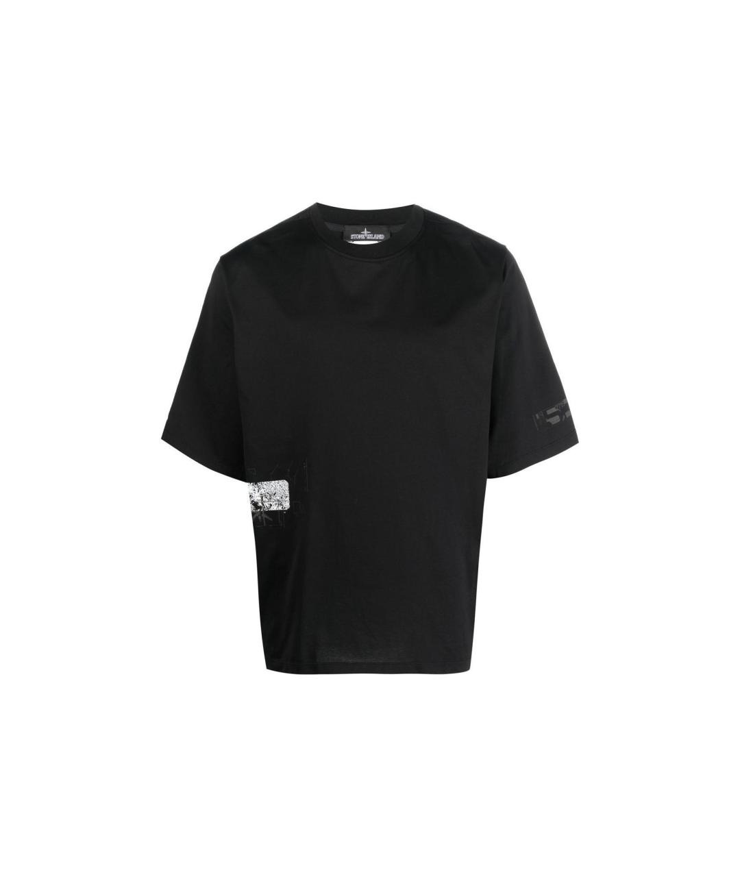 STONE ISLAND Черная хлопковая футболка, фото 1