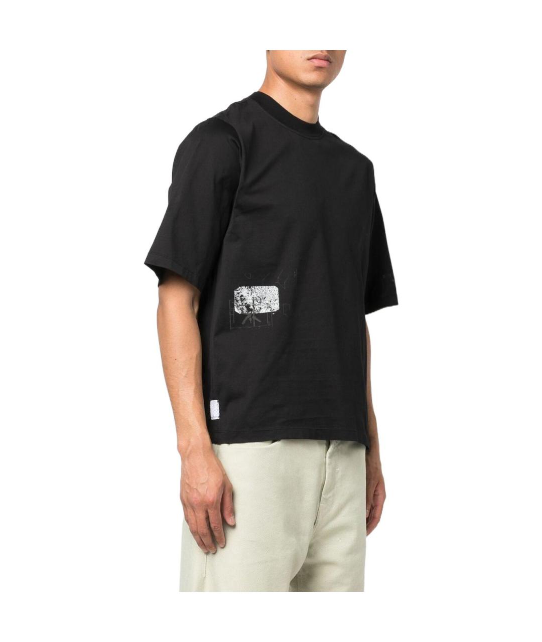 STONE ISLAND Черная хлопковая футболка, фото 4