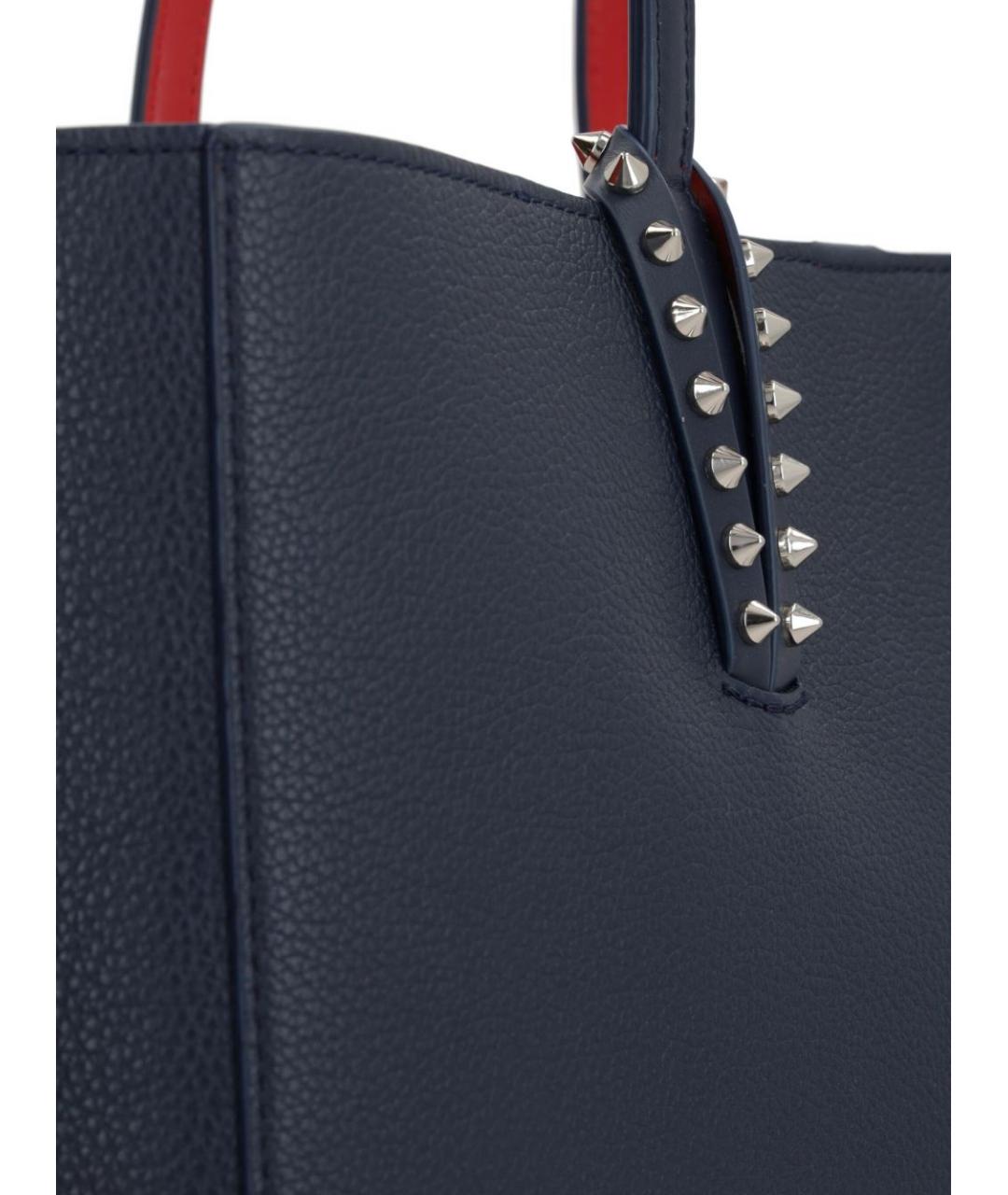 CHRISTIAN LOUBOUTIN Синяя кожаная сумка тоут, фото 4