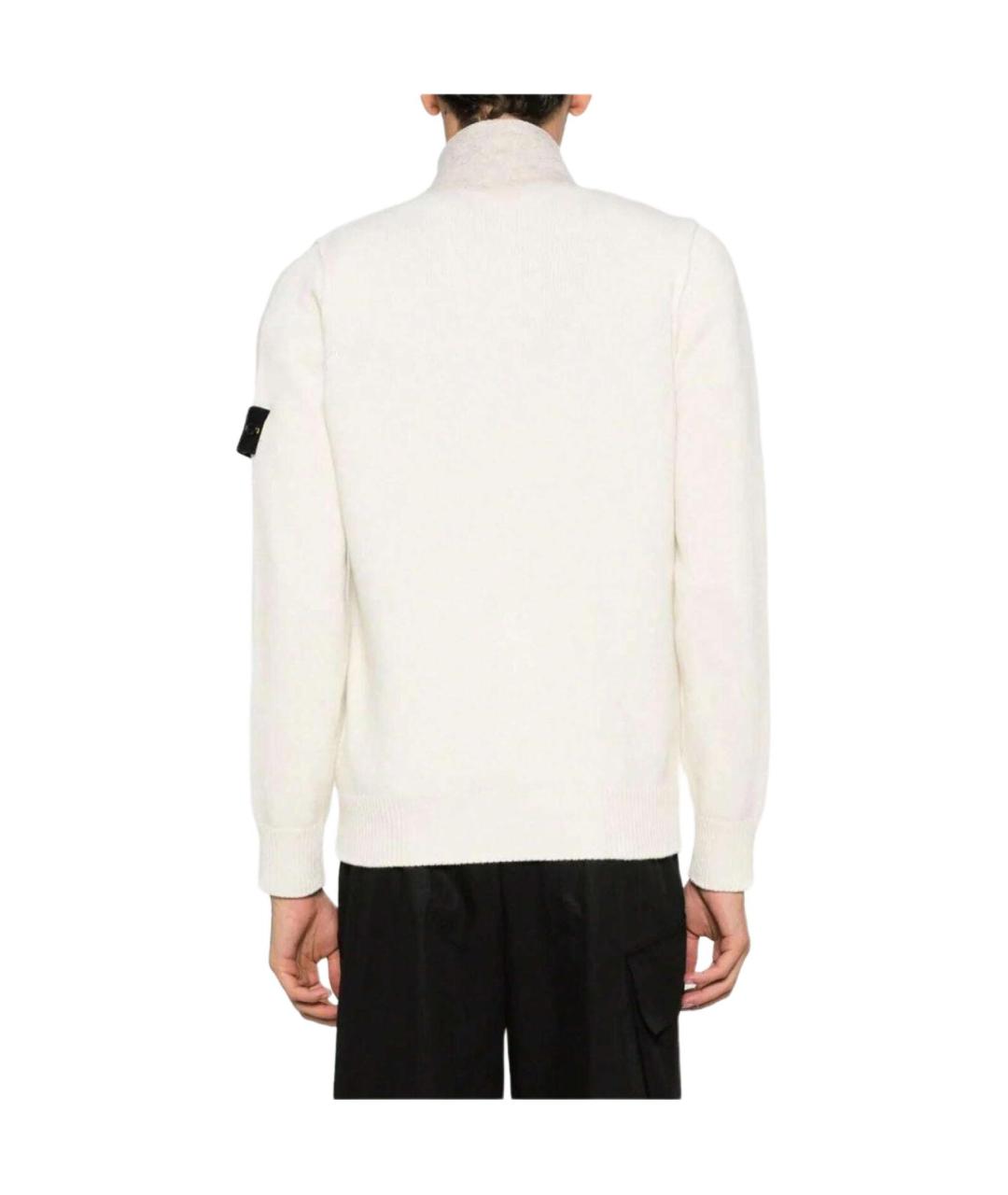 STONE ISLAND Бежевый шерстяной джемпер / свитер, фото 4