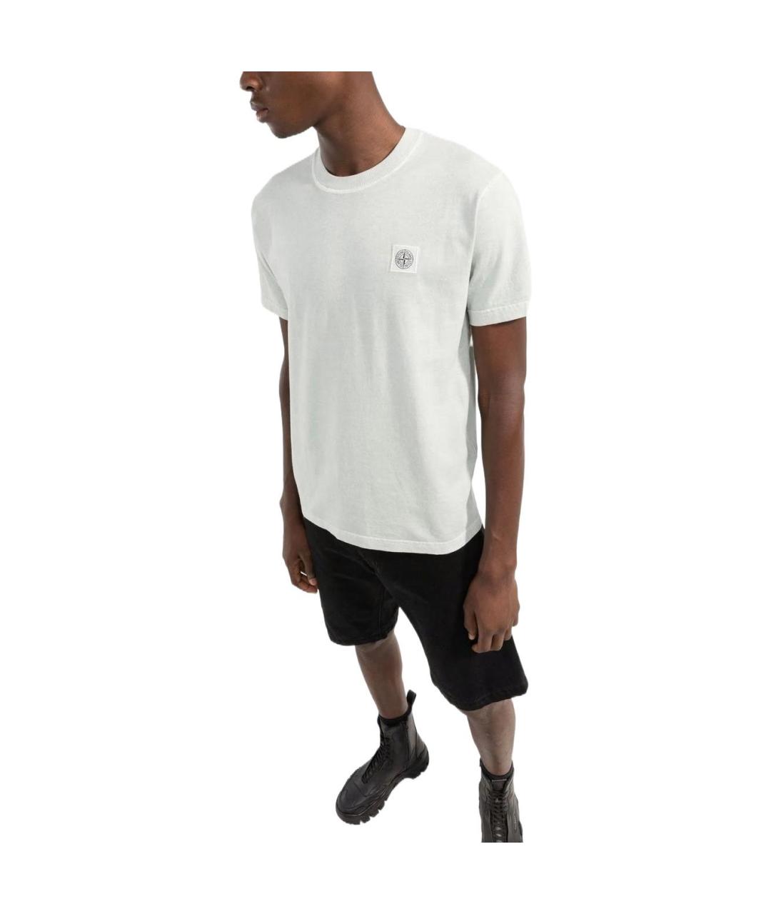 STONE ISLAND Белая хлопковая футболка, фото 4
