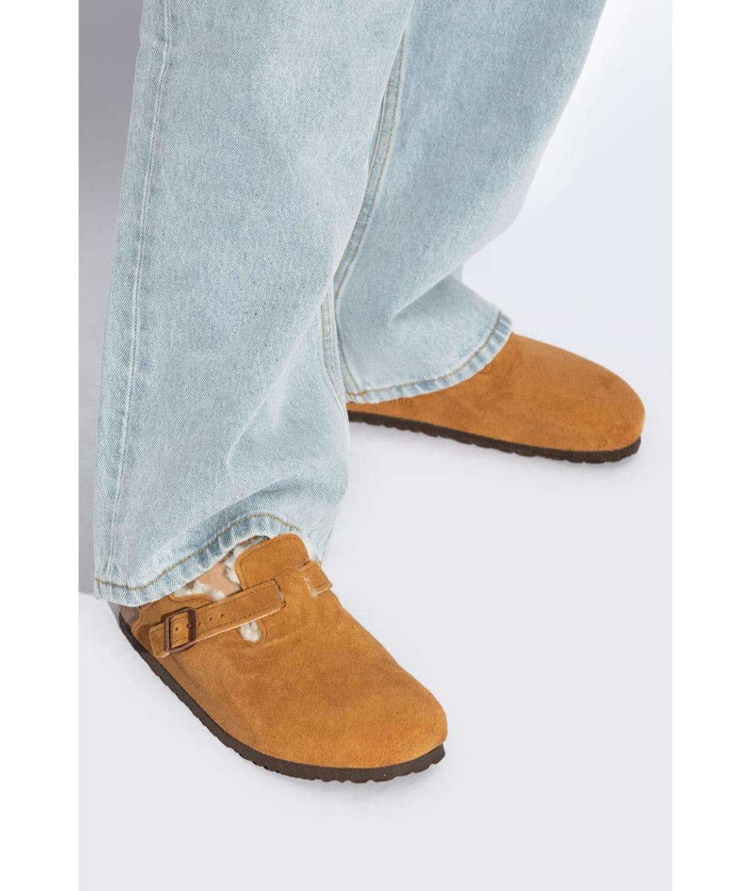 BIRKENSTOCK Коричневые замшевые шлепанцы, фото 6