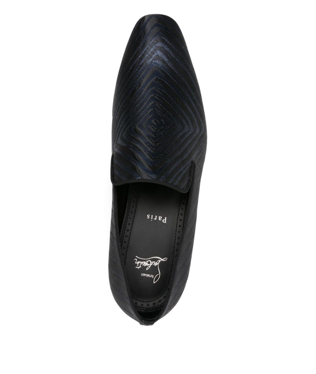 CHRISTIAN LOUBOUTIN Синие текстильные лоферы, фото 4