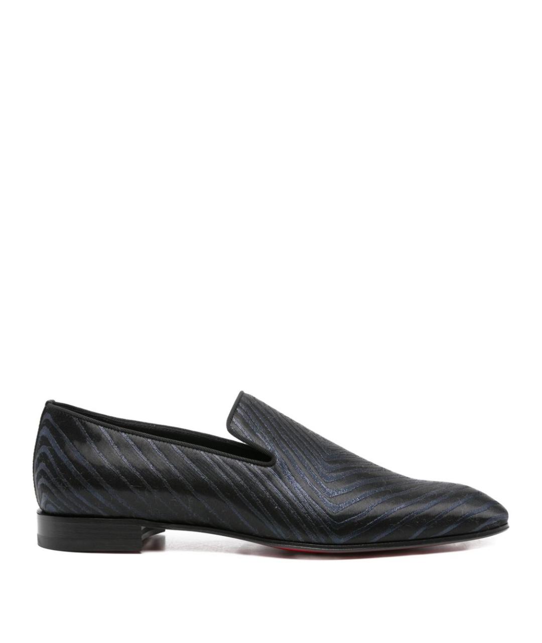 CHRISTIAN LOUBOUTIN Синие текстильные лоферы, фото 1