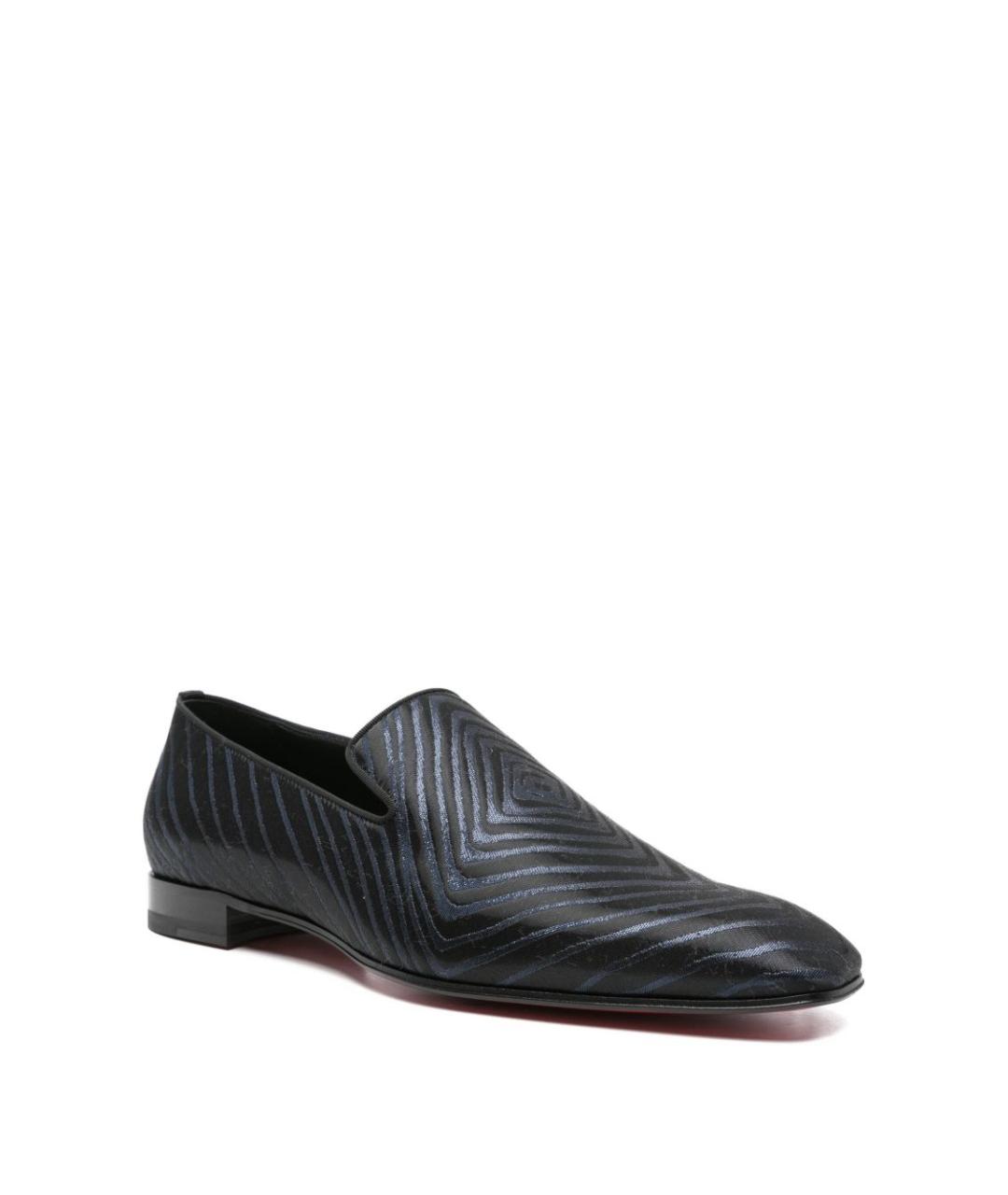 CHRISTIAN LOUBOUTIN Синие текстильные лоферы, фото 3