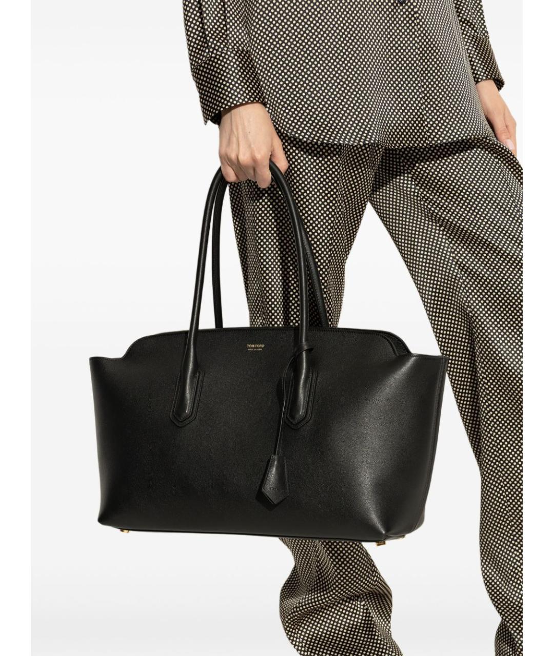 TOM FORD Черная кожаная сумка тоут, фото 4