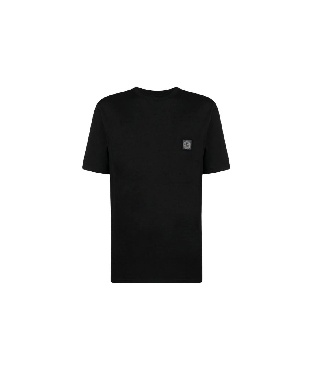 STONE ISLAND Черная хлопковая футболка, фото 1