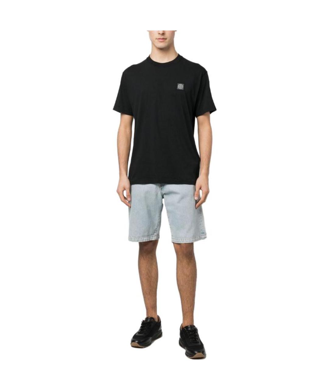 STONE ISLAND Черная хлопковая футболка, фото 2
